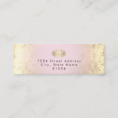 ピンクフェイク色のグラデーションの金ゴールドフォイルロータス スキニー名刺 (裏面)