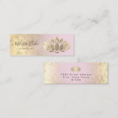 ピンクフェイク色のグラデーションの金ゴールドフォイルロータス スキニー名刺 (正面/裏面)