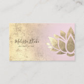 ピンクフェイク色のグラデーションの金ゴールドフォイル装飾 名刺 (正面)