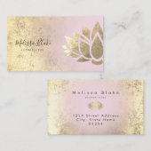 ピンクフェイク色のグラデーションの金ゴールドフォイル装飾 名刺 (正面/裏面)