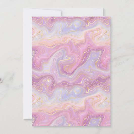 ピンクフェイク金ゴールドグリッターアゲートエイジ誕生日 招待状 (裏面)