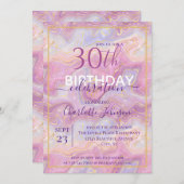 ピンクフェイク金ゴールドグリッターアゲートエイジ誕生日 招待状 (正面/裏面)