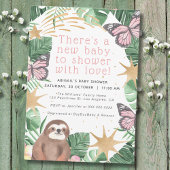 ピンクフェイク金ゴールドスロース&バタフライガールベビーシャワー 招待状