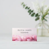 ピンクフェザークリーナーハウス清掃サービス 名刺 (スタンド正面)