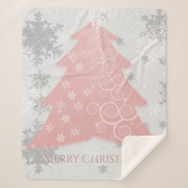 ピンクフェスティバルクリスマスツリーシェルパブランケット シェルパブランケット
