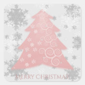 ピンクフェスティバルクリスマスツリーステッカー スクエアシール (正面)
