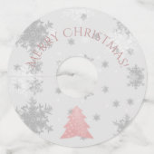 ピンクフェスティバルクリスマスツリーワイングラスラベル ワイングラスタグ (正面)