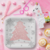 ピンクフェスティバルクリスマスツリー紙プレート ペーパープレート (パーティー)