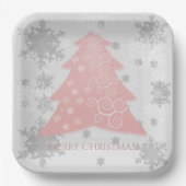 ピンクフェスティバルクリスマスツリー紙プレート ペーパープレート (正面)