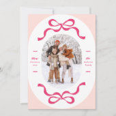 ピンクフェスティバルレトロトレンディーボウズ楕円形フォト シーズンカード (正面)