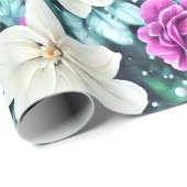 ピンクフェミニンとクリームの花のラッピング紙 ラッピングペーパー (ロールコーナー)