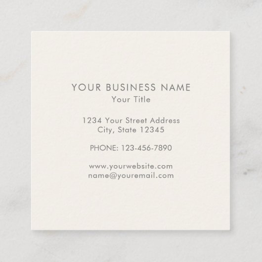 ピンクフェミニンとベージュポピー水カラーフローラ スクエア名刺 (裏面)