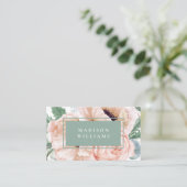 ピンクフェミニンとベージュポピー水カラーフローラ 名刺 (スタンド正面)