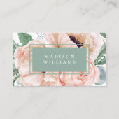 ピンクフェミニンとベージュポピー水カラーフローラ 名刺 (正面)