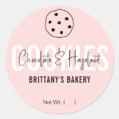 ピンクフェミニンとホワイトのCookieパッケモダンージ ラウンドシール (正面)