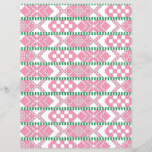 ピンクフェミニンと白のラトビアの部族フォークアート (正面)