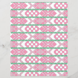 ピンクフェミニンと白のラトビアの部族フォークアート