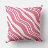 ピンクフェミニンと白の不規則な線のパターン クッション (裏面)