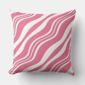 ピンクフェミニンと白の不規則な線のパターン クッション (正面)