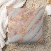ピンクフェミニンと白の横紋大理石パターン クッション (ブランケット)