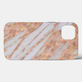 ピンクフェミニンと白の横紋大理石パターン Case-Mate iPhoneケース (裏面 (横))