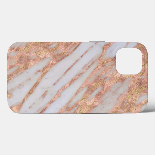 ピンクフェミニンと白の横紋大理石パターン Case-Mate iPhoneケース (裏面 (横))