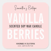 ピンクフェミニンのキャンドルまたは浴製品の包装 スクエアシール (正面)