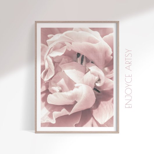 ピンクフェミニンのクローズアップ花写真ウォールアート ポスター