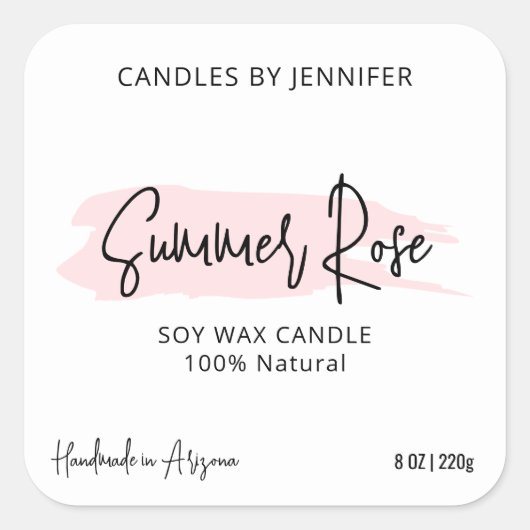 ピンクフェミニンのスモダンクリプトキャンドル包装 スクエアシール (正面)