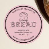 ピンクフェミニンのソー生地パンありがとうステッカー ラウンドシール