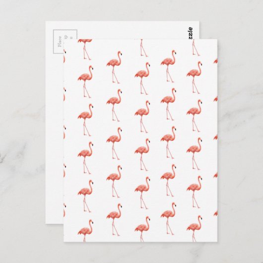 ピンクフェミニンのフラミンゴ模様 ポストカード (正面/裏面)