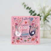 ピンクフェミニンのフローラの白鳥の母の日 カード (スタンド正面)