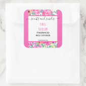 ピンクフェミニンのフローラリードディフューザー製品ラベル スクエアシール (バッグ)
