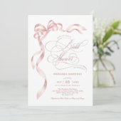 ピンクフェミニンのリボンブライダルシャワー 招待状 (スタンド正面)