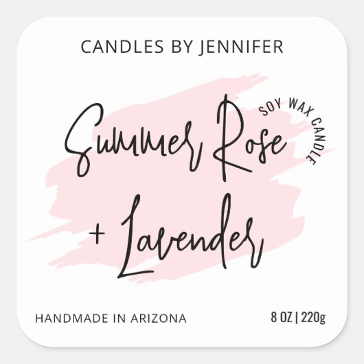 ピンクフェミニンの水の色のモダンろうそく包装 スクエアシール (正面)