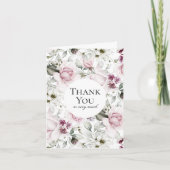 ピンクフェミニンの水の色フローラありがとう サンキューカード (正面)