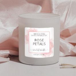 ピンクフェミニンの水彩文字フォントキャンドル スクエアシール