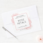 ピンクフェミニンの水彩文字フォントキャンドル スクエアシール (封筒)