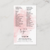 ピンクフェミニンの水色歯のホワイトニングアフターケア 名刺 (裏面)