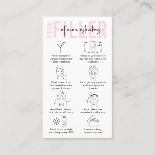 ピンクフェミニンの皮膚充てん剤アフターケアの手順 名刺 (正面)