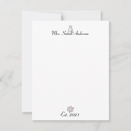 ピンクフェミニンの美学フローラモノグラム ノートカード (正面)