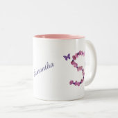 ピンクフェミニンの花ビーズレターSモノグラム ツートーンマグカップ (正面右)