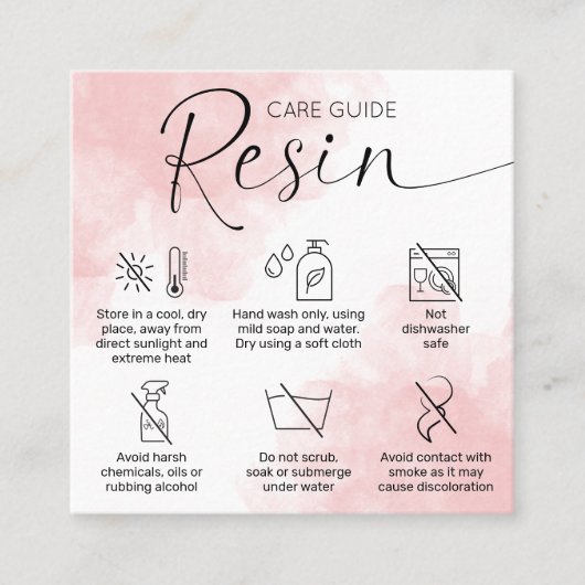 ピンクフェミニンエポキシ樹脂気にガイドありがとう スクエア名刺 (正面)