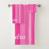 ピンクフェミニンクストライプの バスタオルセット (インサイチュ)