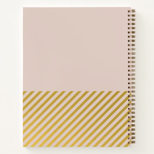 ピンクフェミニンゴールド箔ストライプ感謝ジャーナル ノートブック (裏面)