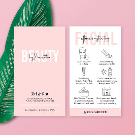 ピンクフェミニンサロンフェイシャルアフターケアの手順 名刺