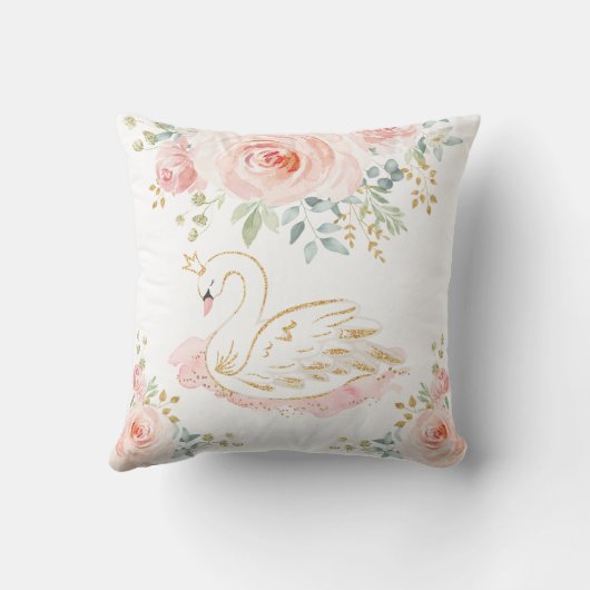 ピンクフェミニンスワンプリンセス子供部屋デコレーション クッション (裏面)