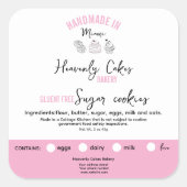 ピンクフェミニンチョコレートクッキーの成分ラベル スクエアシール (正面)