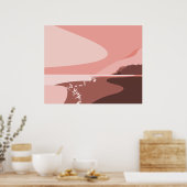 ピンクフェミニンデジタルアートビーチシースケープポスター ポスター (キッチン)