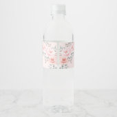 ピンクフェミニンフローラウッドランド1歳のパーティー ペットボトルラベル (裏面)